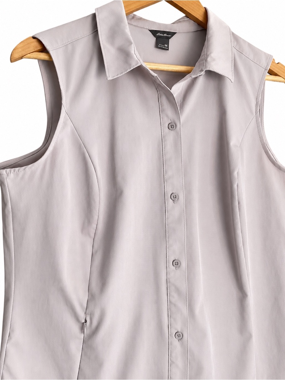 Eddie Bauer Sleeveless Tech Shirt Light Grey Stretch Medium - Picture 3 of 10